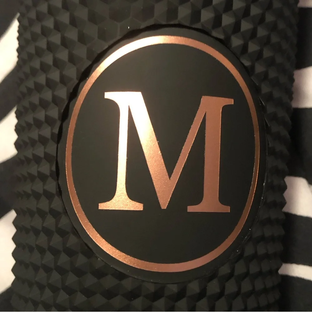 Letter M Black Textured Tumbler with Straw, New